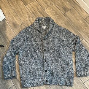 Goodfellow & Co Gray and Blue Chunky Knit Cardigan, size XL.